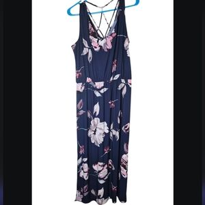 Maurices Floral Dress with Navy Blue And Pink Accents